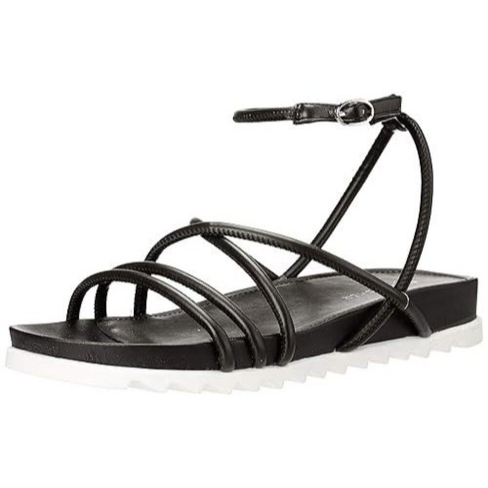 Marc Fisher Joylyn Strappy Black Sport Sandals Flats Faux Leather Women's 8.5 M